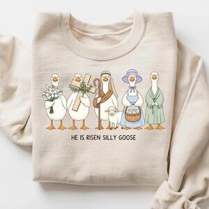 He Is Risen Silly Goose Shirt, Funny Christian Easter T-Shirt, Cute